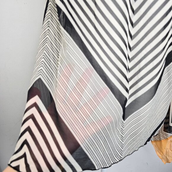 Marciano Black White Silk Striped Hanky Hem Tunic Sleeveless Top - Picture 5 of 6